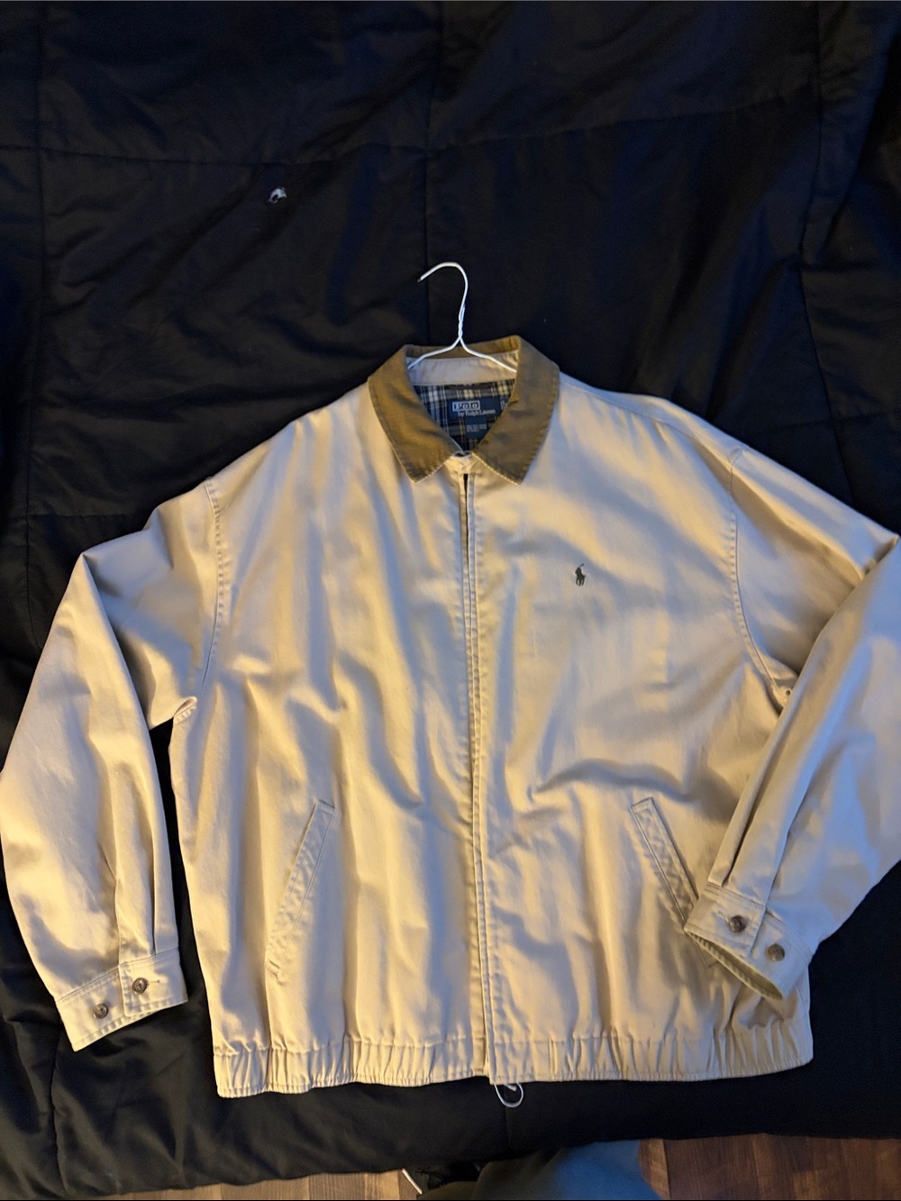 Polo by Ralph Lauren Light Beige Cotton Harrington with Brown Collar
